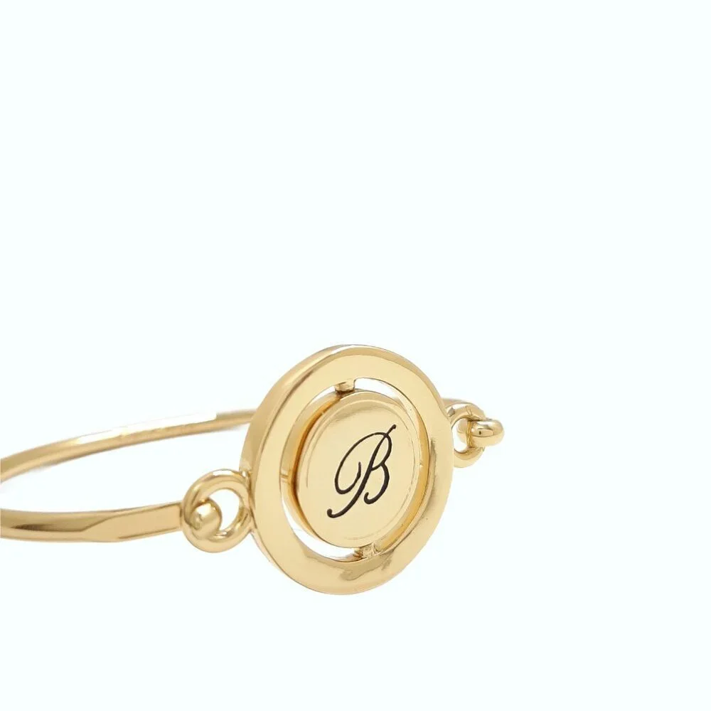 Carolee Letter B Gold Tone Double Sided Charm Bangle Bracelet